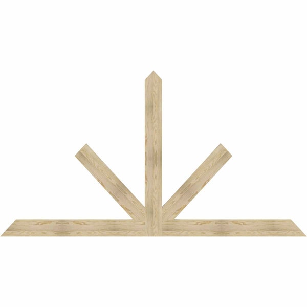 Ekena Millwork Saratoga Rough Sawn Timber Gable Bracket, Douglas Fir, 108"W x 58"H x 2"D x 6"F, 13/12 Pitch GBW108X58X0206SAR00RDF - main